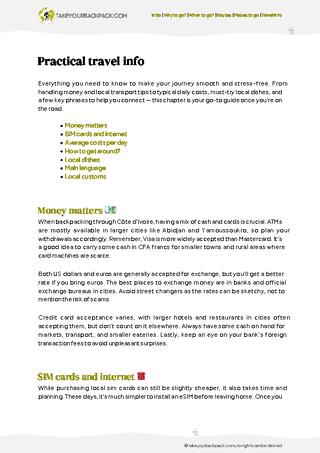 example page 5 from our offline Travel Guide for Côte d’Ivoire